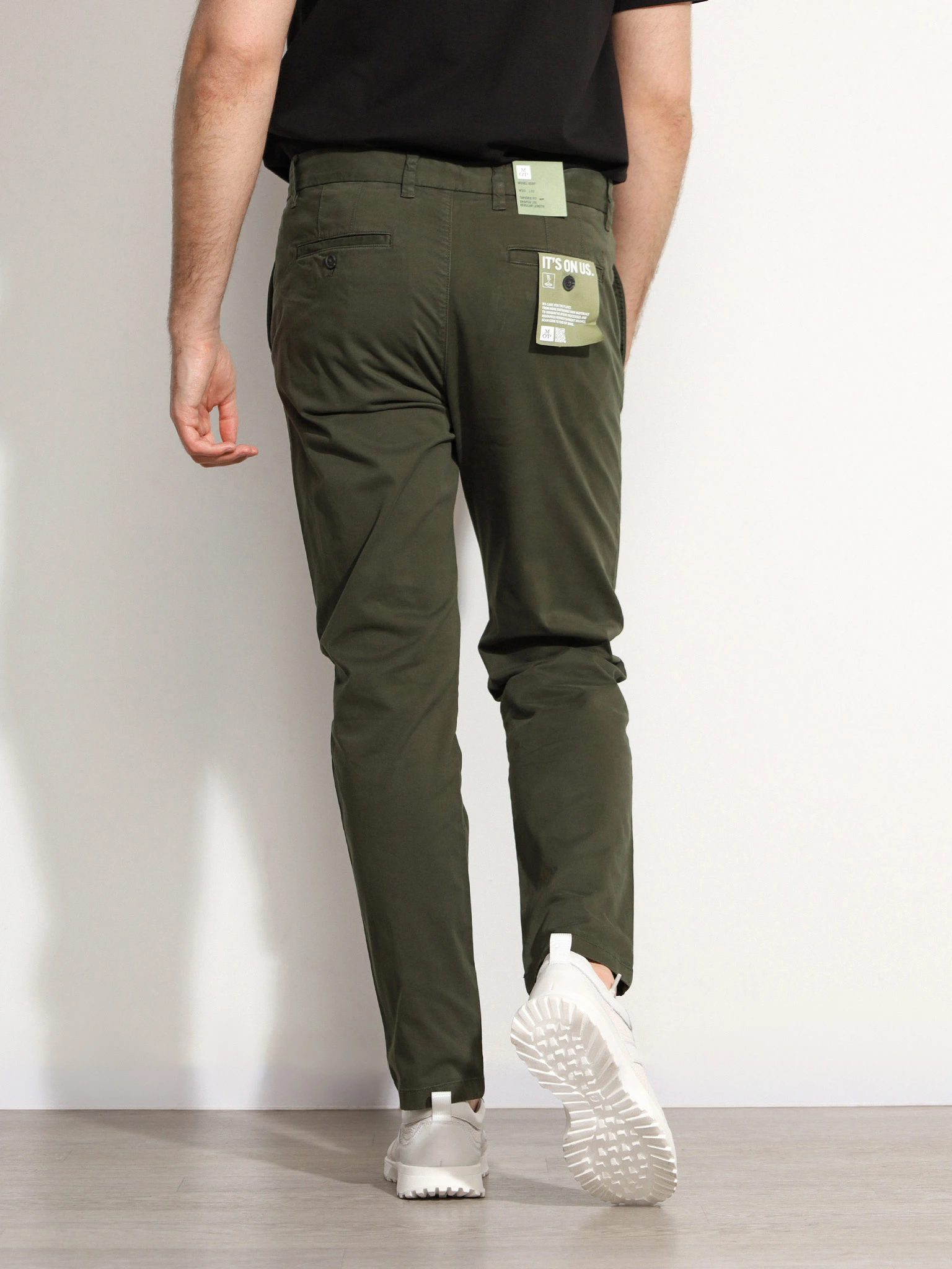 Брюки цвета хаки из смесового хлопка